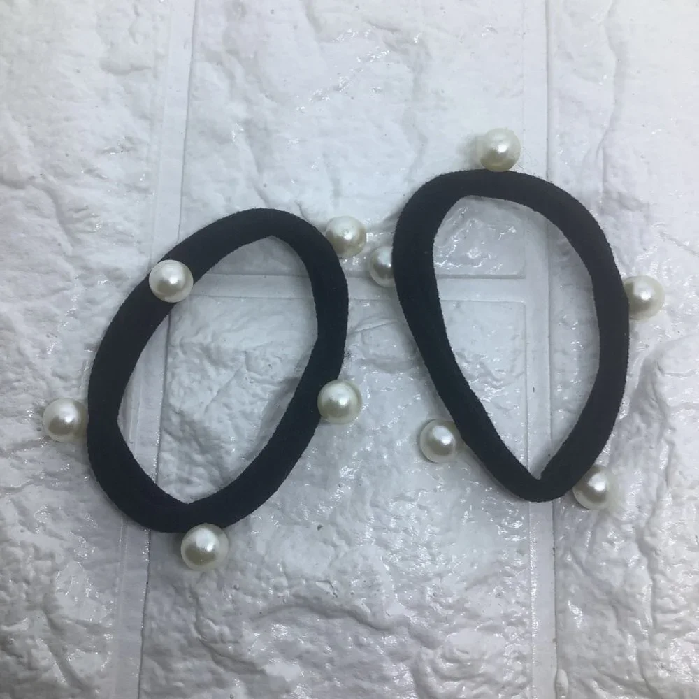 2pcs Pearl Hair Ties Black Hair Accessories for‎ Women’s Girls